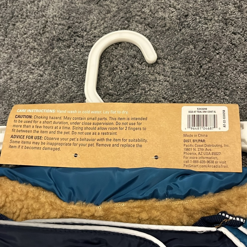Dog Coat Arcadia Trail 3-in-1 Multiwear Coat in Teal/Gray/Navy Size XL NEW! - Picture 9 of 10